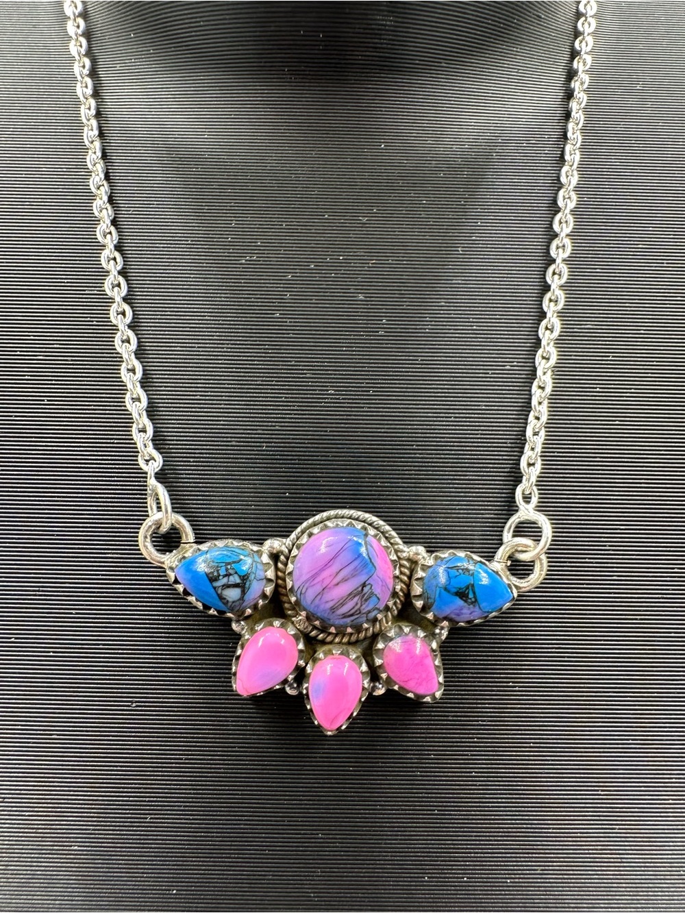 Monarch Dahlia Turquoise 925 Sterling Silver Pendant Necklace